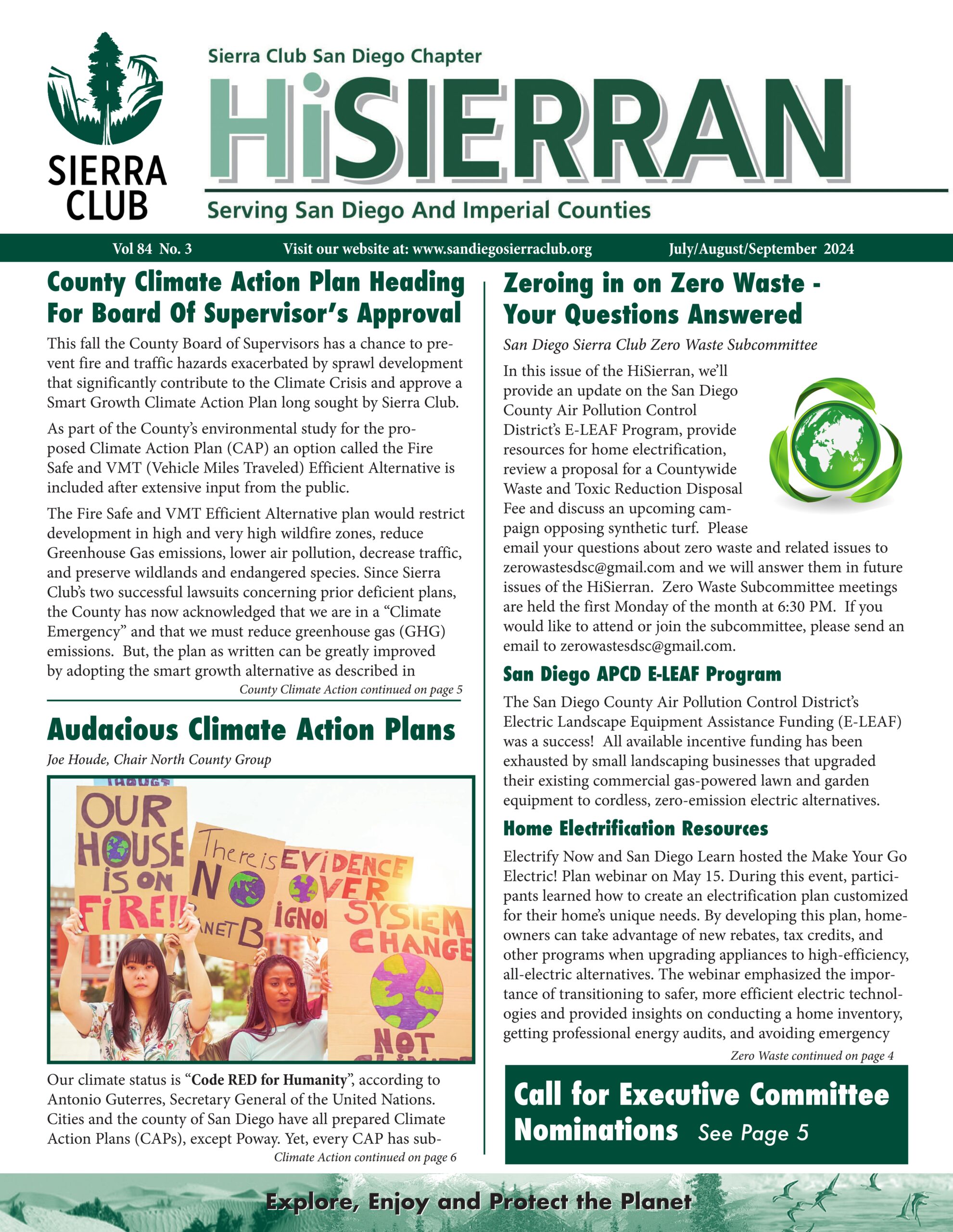 July, August, September 2024 HiSierran newsletter front page