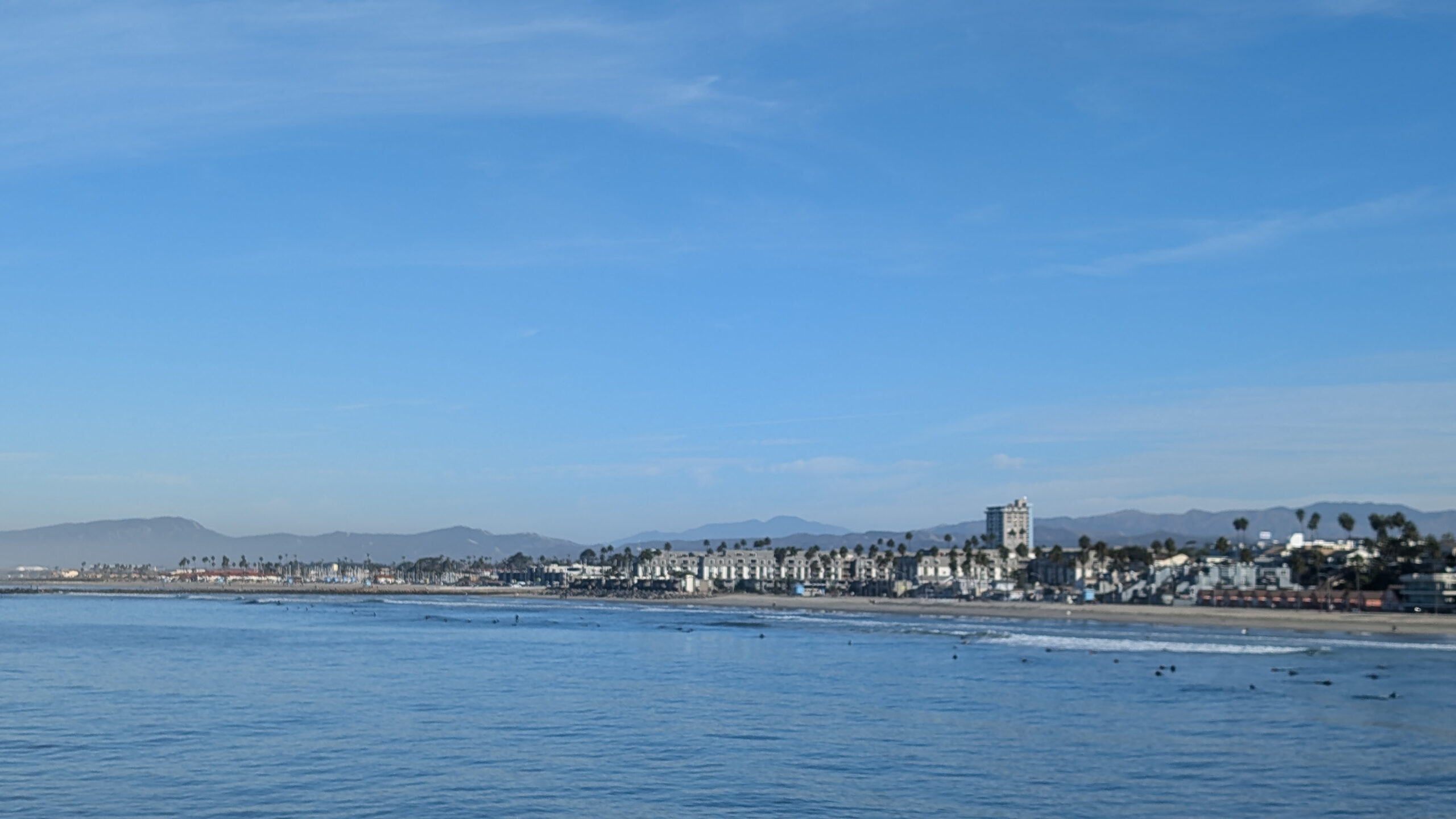 coastal view of ocean and buildings beyond