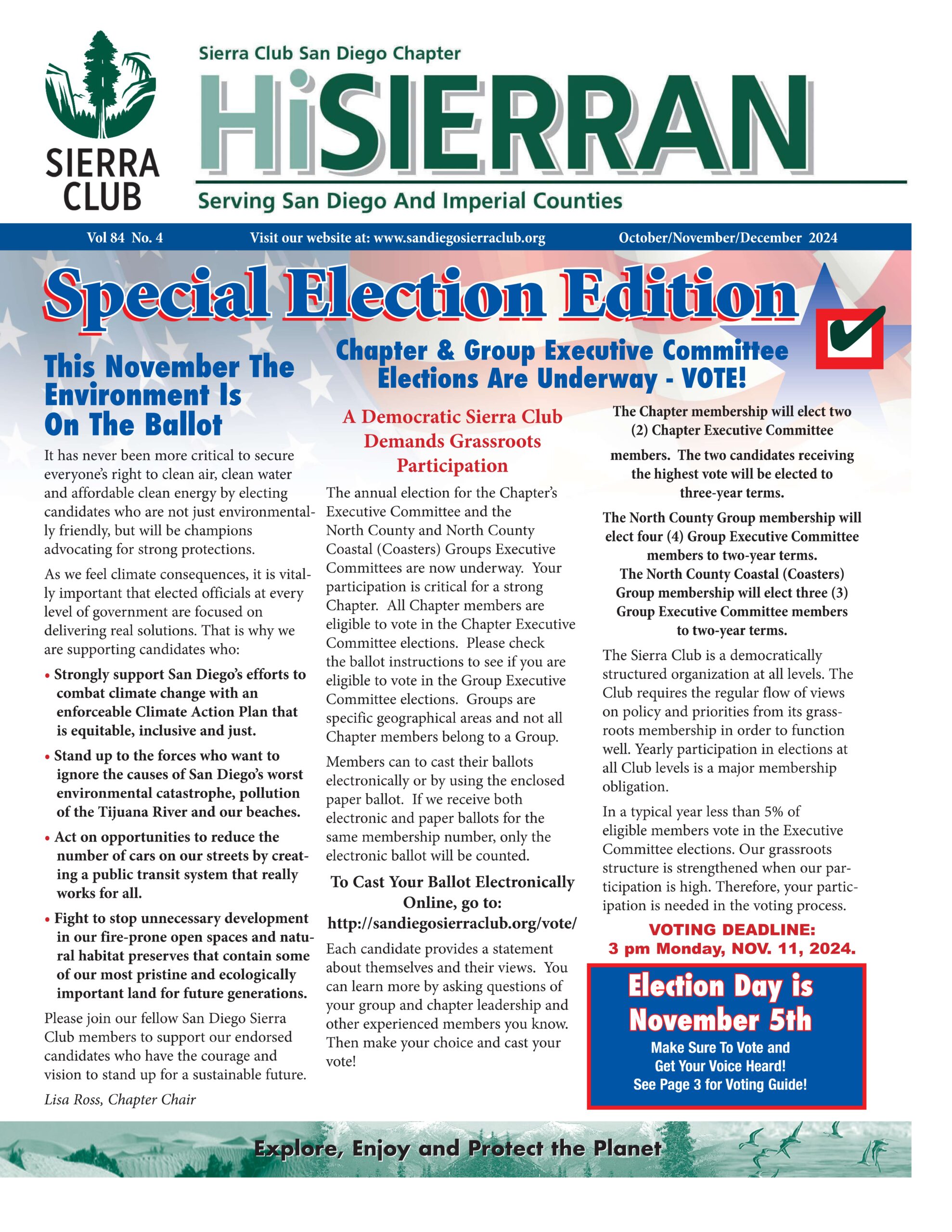 Frong page of the October-December 2024 HiSierran, Special Election Edition